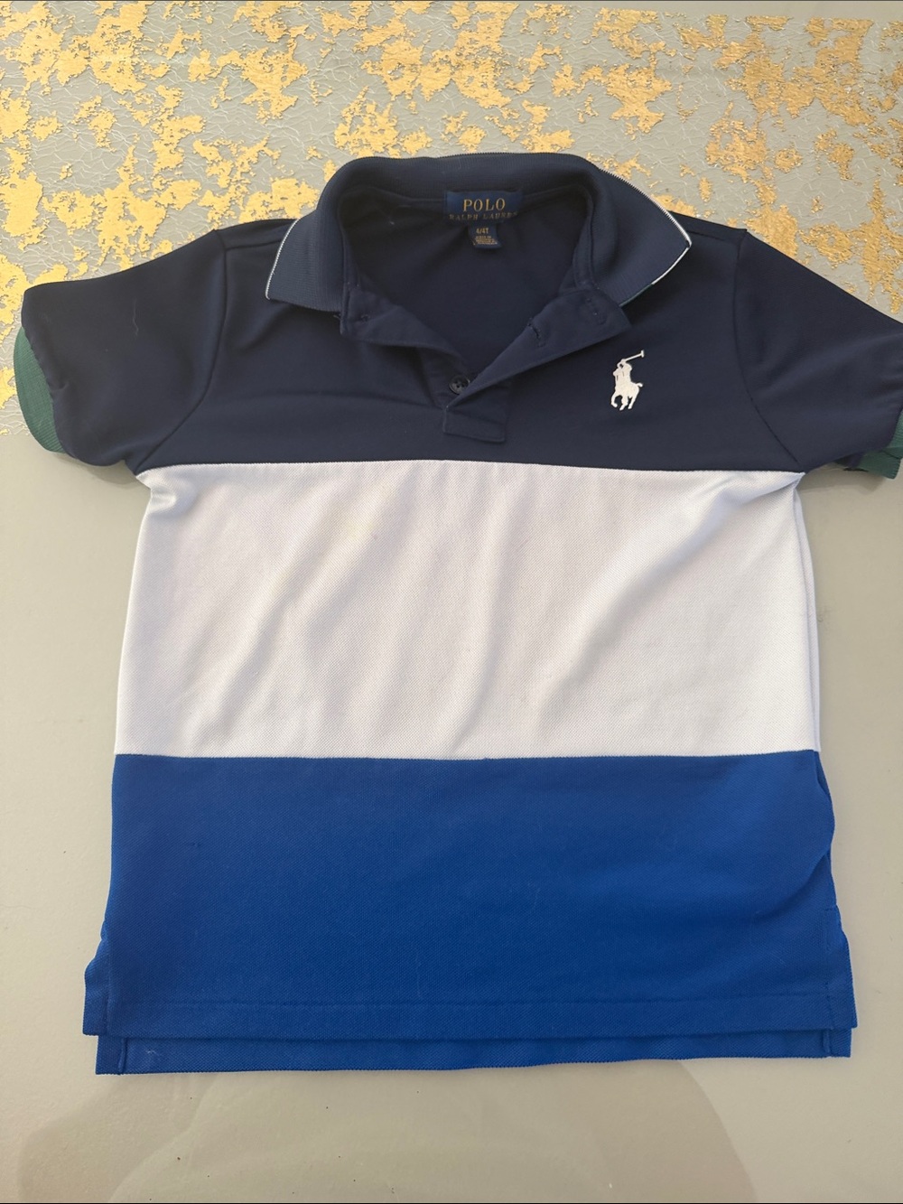 Polo by Ralph Lauren Navy, White & Royal Blue Colorblock Polo